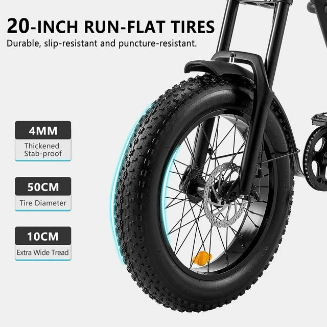 Ridingtimes Z8 Snow Ebikes for Adults, 20" Fat Tire, 1500W Motor, 28Mph, 6 Layer Full Suspension