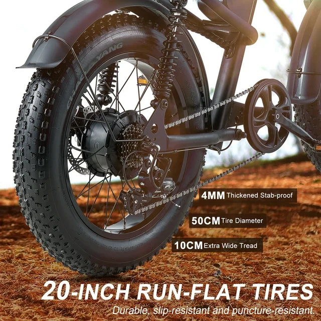 Ridingtimes Z8 Snow Ebikes for Adults, 20" Fat Tire, 1500W Motor, 28Mph, 6 Layer Full Suspension