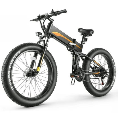 Funcid Electric Bike, 26"x4" Fat Tire Electric Bike for Adults 500W Ebike Foldable Adult Electric Mountain Bicycles with 48V 10Ah Battery, Lockable Suspension Fork, Shimano 21 Speed Gears