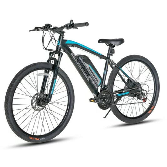 Hiland Rockshark Elektro-Mountainbike, Aluminium, 26/27,5 Zoll, 350W, 32 km/h, E-Bike für Erwachsene, Shimano 21-Gang-Schaltung, Scheibenbremse, Federgabel mit herausnehmbarem 36V 10,4Ah Akku