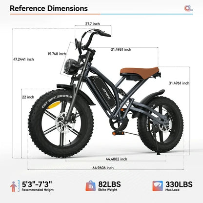 Arnahaishe 20" 4.0 Fat Tire Electric Bike for Adults, 750W Adults E Bike, 48V 14Ah Removable Li-Ion Battery, Professional 7-Speed, Electric Mountain Bicycle Beach Bike Snow Bike Ebike for Men