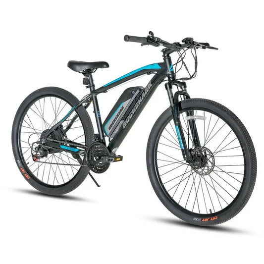 Hiland Rockshark Elektro-Mountainbike, Aluminium, 26/27,5 Zoll, 350W, 32 km/h, E-Bike für Erwachsene, Shimano 21-Gang-Schaltung, Scheibenbremse, Federgabel mit herausnehmbarem 36V 10,4Ah Akku