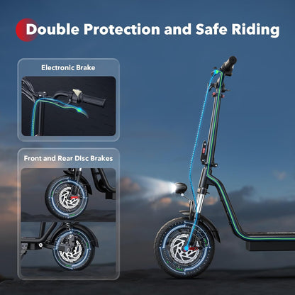 iScooter Electric Scooter with Seat, 37/21 Miles Long Range & 28/19/15.6 MPH Top Speed, 14"/12"/10" Pneumatic Tire, Height Adjustable Seat...