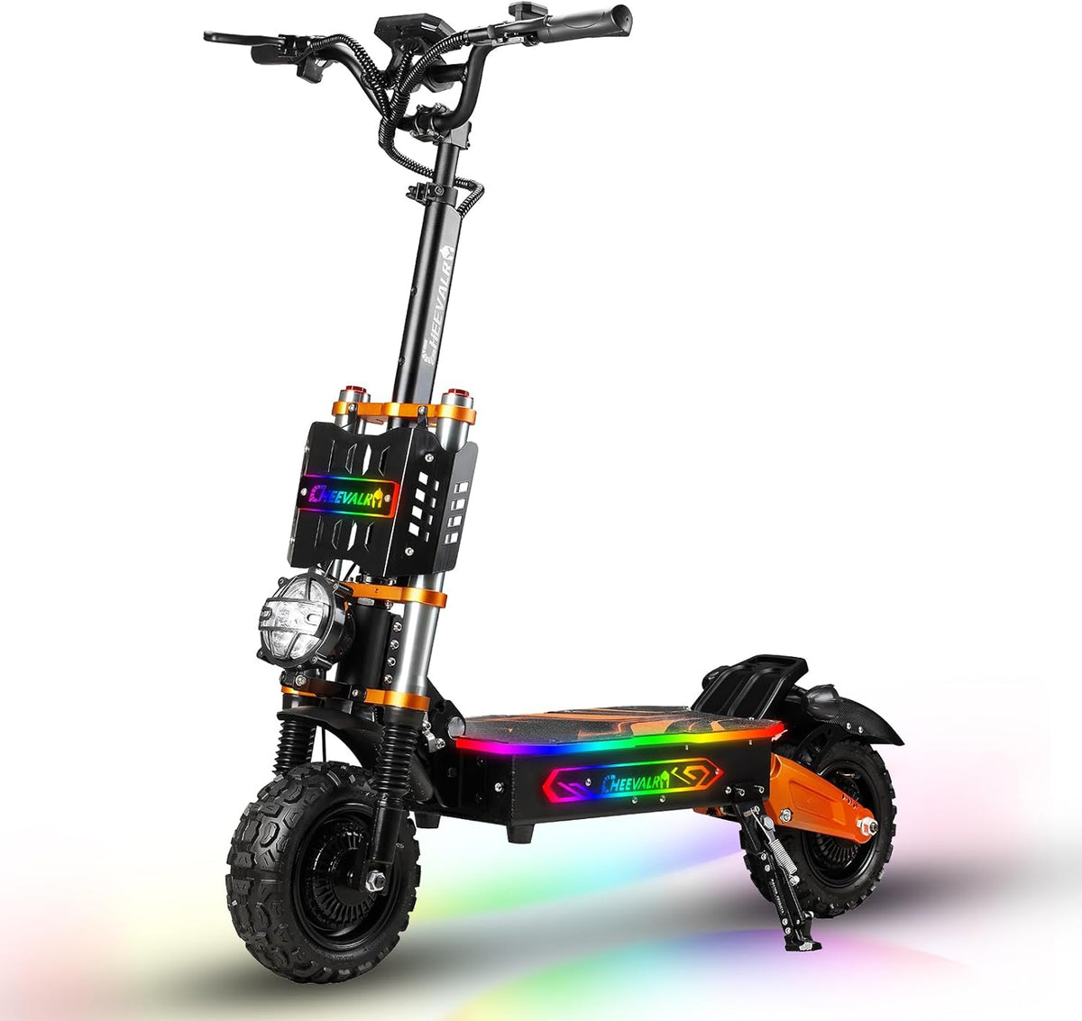 JAYSIMXIN Leistungsstarker Elektroroller für Erwachsene, 11-Zoll-Gelände-Elektroroller, komfortables Federungssystem, 60V 43Ah Batterie, 120 km