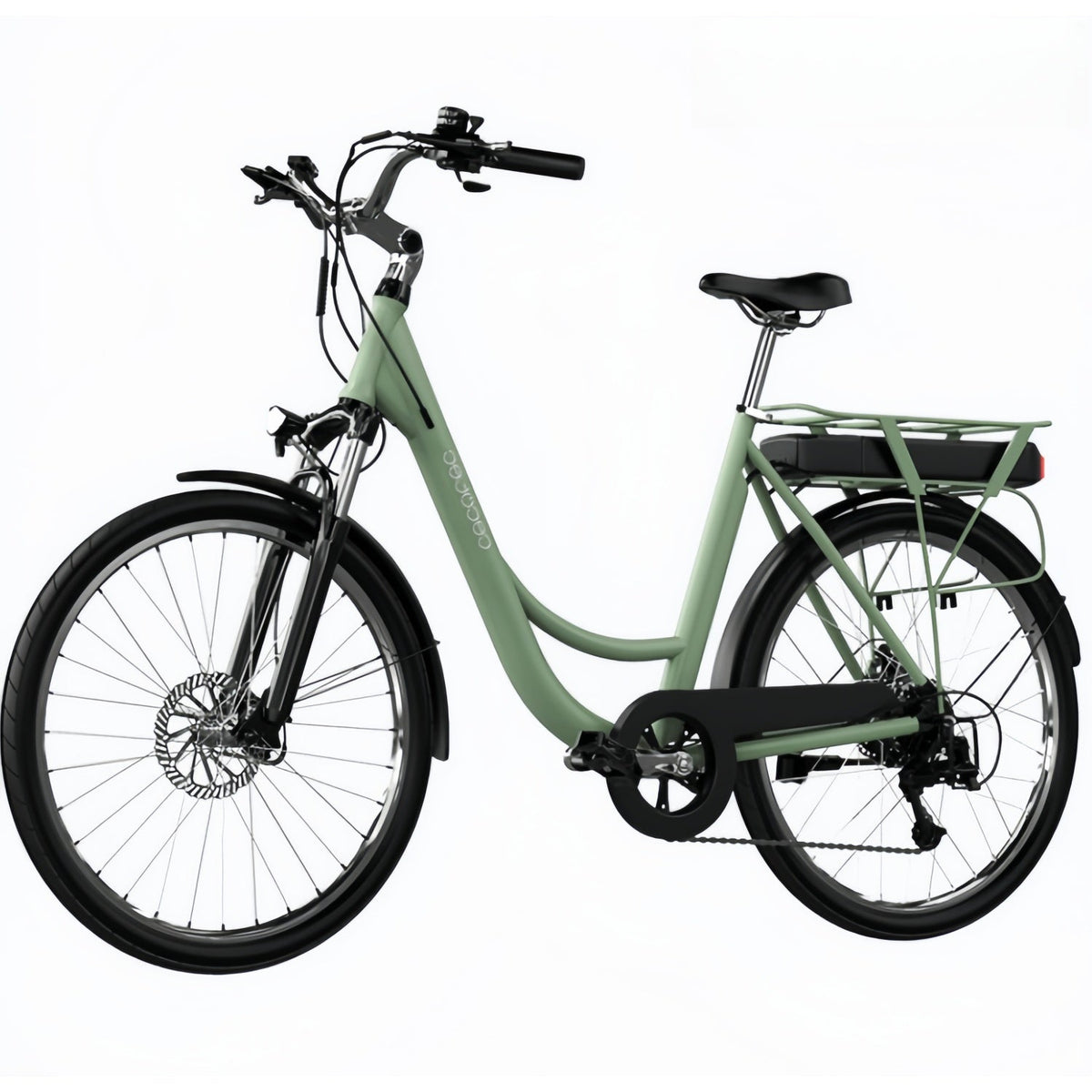 Bicicleta eléctrica Capital Bicicleta eléctrica de ciudad con 80 km de autonomía, 28", suspensión delantera, cambio Shimano de 6 velocidades y doble disco de freno.
